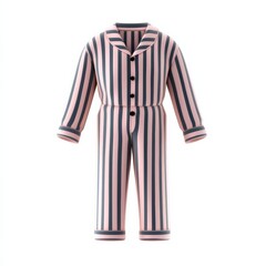 Naklejka premium Isolated 3D Icon of Matching Pajama Set with Stripes Design