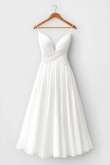 Fototapeta premium White wedding dress isolated on grey background