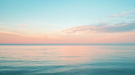 Obraz premium Serene Ocean at Dusk with Soft Pastel Sky and Calm Waters