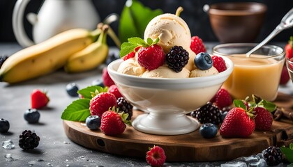 Creamy Ice Cream with Berries