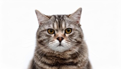 Lone Melancholic Feline against a Pure Backdrop A Study in Contrast, Emotion and Solitude, Capturing the Soulful Gaze of a Cat in Deep Thought.