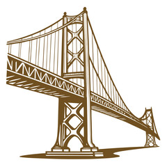 Fototapeta premium Golden Bridge Representing Connectivity and Infrastructure. Perfect for: Independence Day, Infrastructure Week, engineering expos, travel events, urban development conferences