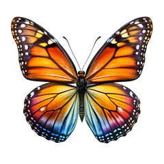 Fototapeta premium Vibrant Monarch Butterfly Wings Detailed Closeup Nature Insect art blue dark free wild black white 