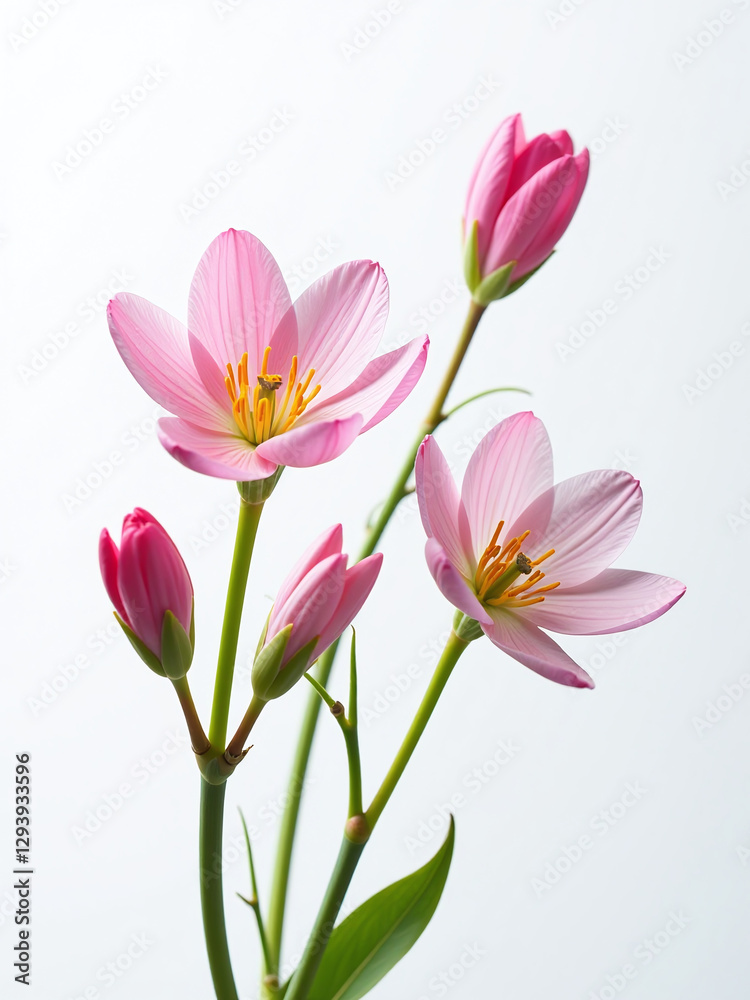 Poster Delicate Spring Flowers Bloom Against A Clean And Crisp White Background Filling It With Vibrant Color And Texture.