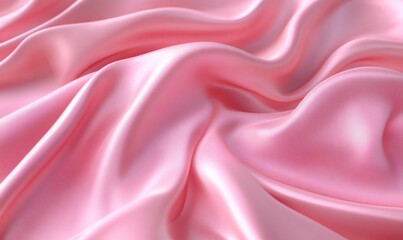 Smooth pink silk fabric flowing and creating elegant waves, perfect for backgrounds and textures