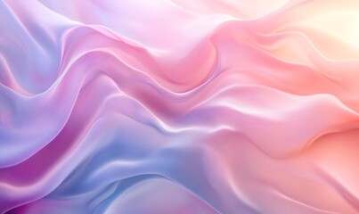 Obraz premium Smooth elegant pink and blue silk fabric flowing and forming gentle waves, luxurious textile background