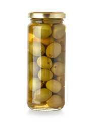olives bottle on a white