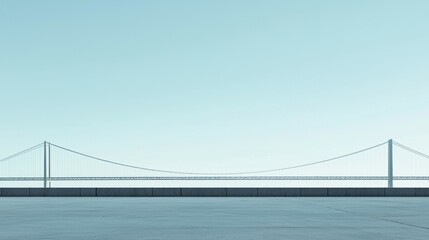 Obraz premium Minimalist View of Suspension Bridge Against Clear Blue Sky