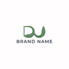 ILLUSTRATION LETTER D U WITH LEAF GEOMETRIC LOGO ICON GREEN PASTEL COLOR TEMPLATE SIMPLE MINIMALIST DESIGN ELEMENT SIMPLE VECTOR GOOD FOR APPS, BRAND 