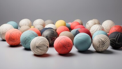 "Icon Set of Balls for Soccer, Baseball, Football, Basketball, Volleyball, Tennis, and Rugby &ndash; Thin Line Vector Illustrations"