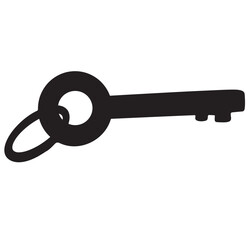Cute cartoon hand drawn vector key silhouette.