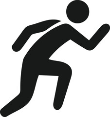 Simple black and white illustration of a person running