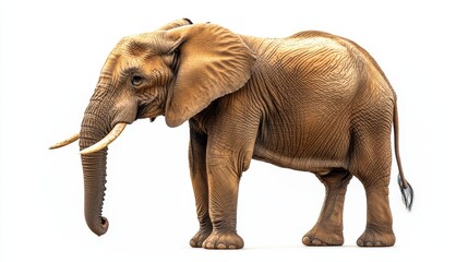 Fototapeta premium A majestic close-up of an elephant gracefully turning to its left, revealing textured skin and expressive eyes in stunning detail. Its powerful presence captivates with every intricate feature. (198 c