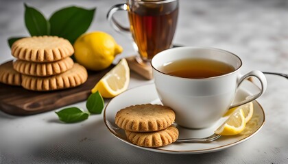 Fototapeta premium Afternoon Tea Time with Lemon Cookies