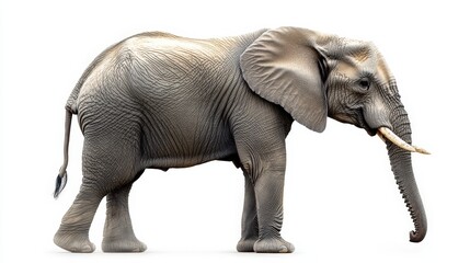 Fototapeta premium Graceful, detailed 3D render of an elephant turning its head to the left. Its majestic form in soft gray hues captures attention and invites admiration