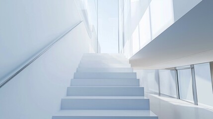 Modern Minimalist Staircase in Bright Natural Light Environment