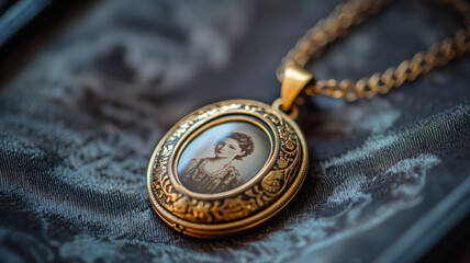 vintage gold locket with picture inside, showcasing intricate details and elegance