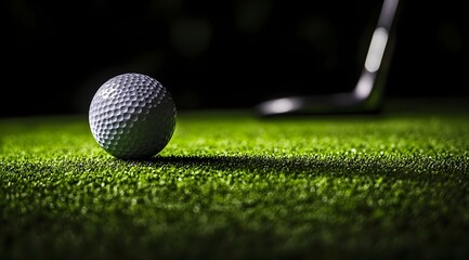 A golf ball, a small spherical object, sits on a tee within the simulator, prepared for a virtual swing during indoor practice and training sessions.