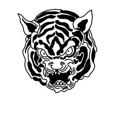 tiger image icon in black and white 