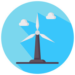 wind power vector round flat icon
