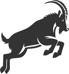 Goat with front legs slightly bent, about to jump animal vector silhouette