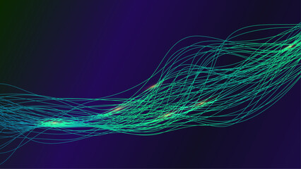 Abstract dark background with green lines 