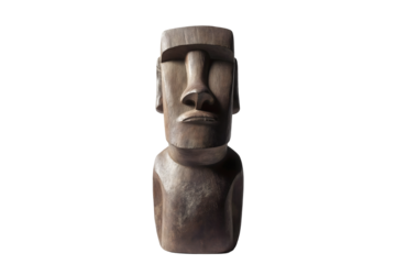 Iconic Moai statue from Easter Island, representing Rapa Nui culture, isolated on transparent background