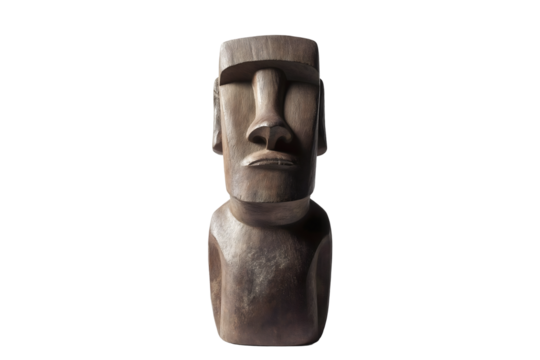 Iconic Moai statue from Easter Island, representing Rapa Nui culture, isolated on transparent background