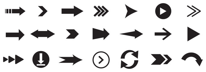 Arrows big black set icons. Arrow icon. Arrow vector collection. Arrow. Cursor. Modern simple arrows. Vector illustration