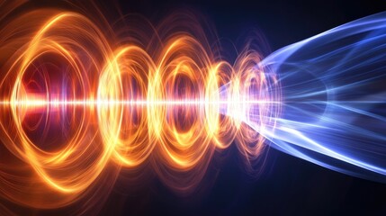 Obraz premium Abstract waves of communication signals transferring data through fiber optics.