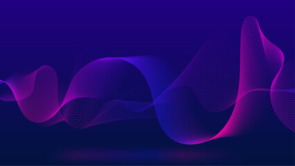 Vector abstract background with magic wave of flowing particles over dark