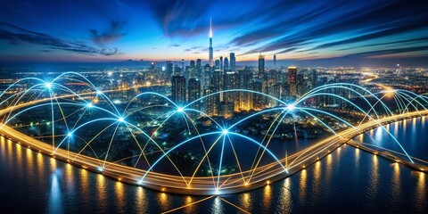 Obraz premium Global Fiber Optic Network: Underwater Communication Cables Connecting Continents