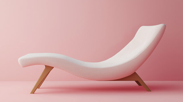 modernfashioned design for chaise lounge in white color made of velvet cloth  isolated on matte pink  background