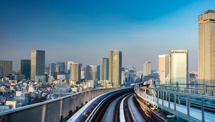 view of tokyo japan from the automated monorail
