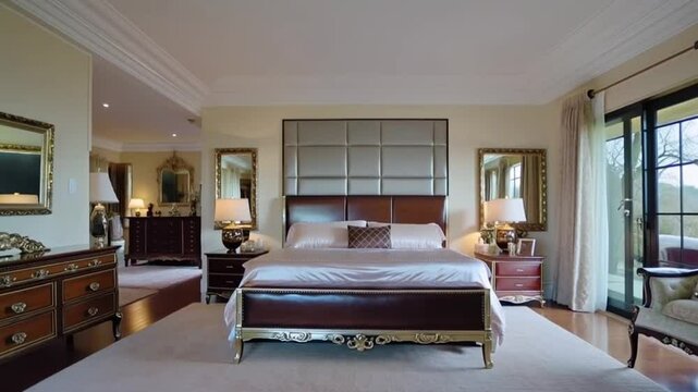 Wide Space Luxury in Time-Lapse"Use a time-lapse to condense the transition from day to night. The shiny bed set reflects the shifting light throughout.
