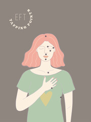 Vector illustration of woman with EFT tapping points