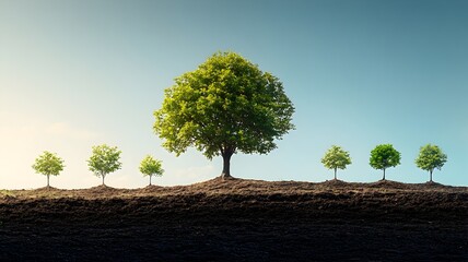Obraz premium Picturesque row of statuesque trees aligned perfectly along a serene country road