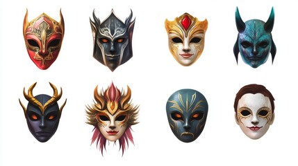 A set of icons for games. Masks. Isolated on a white background