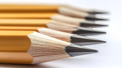Obraz premium Row of sharpened pencils forming a diagonal line