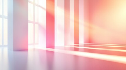 Bright Modern Interior with Colorful Light Reflections and Shadows