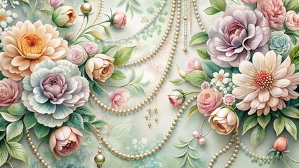 Elegant Floral Arrangement with Pastel Colors and Decorative Pearls