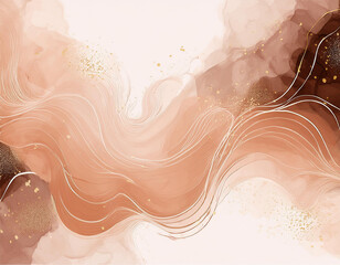 beige brown peachy watercolor fluid painting  background design dusty pastel neutral and golden...