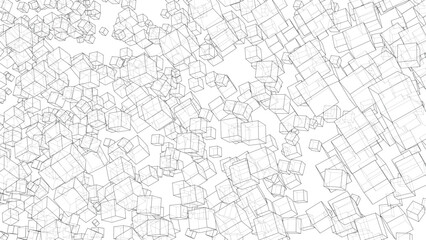 Wireframe Boxes. Sketch style