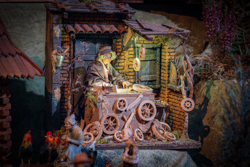 Movable Nativity Scene in Church of Saint Bernard in Krakow at Christmas time