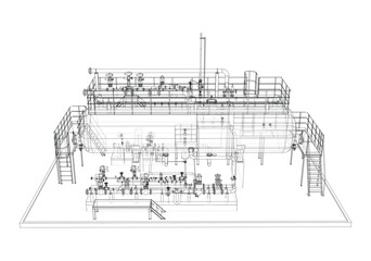 Industrial tank with valves. Vector rendered of 3d