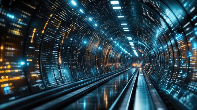 A high-speed digital tunnel representing the flow of communication data.