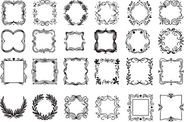  Squiggle frame, wavy border, collection of hand drawn, decorative borders, black and white frames, abstract frame designs 