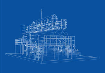 Industrial tank with valves. Vector rendered of 3d