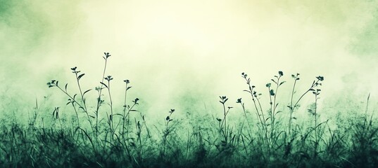 Obraz premium Subtle Cream and Green Textures, Peaceful Floral Art Design of Elegant, Serene, Tiny Flowers Scene