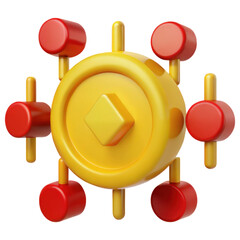 cryptocurrency blockchain network concept Colorful toy with rotating elements